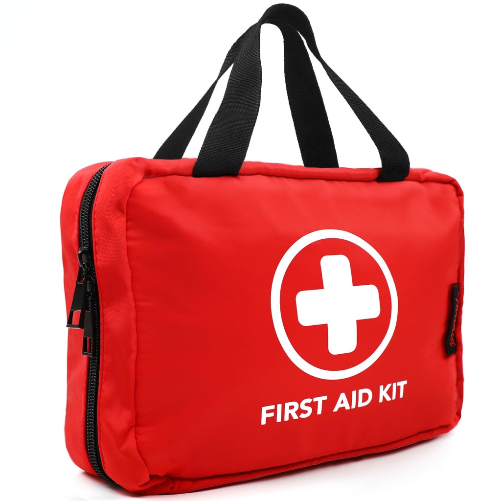 330 Piece First Aid Kit, Premium Waterproof Compact Trauma Medical Kits for Any Emergencies, Ideal para Inicio, Oficina, Coches, Viajes, Al aire libre, Camping, Hiking, Boating (Red)