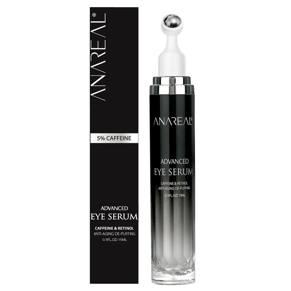 Crema Ocular ANAREAL para Círculos Oscuros, Círculos Oscuros Bajo Tratamiento Ojo, Crema Ocular para Círculos Oscuros, Bolsas Oculares Tratamiento para Hombres, Crema Ojo para Puffiness y Bolsas Bajo Ojos, Crema Ocular para Arrugas