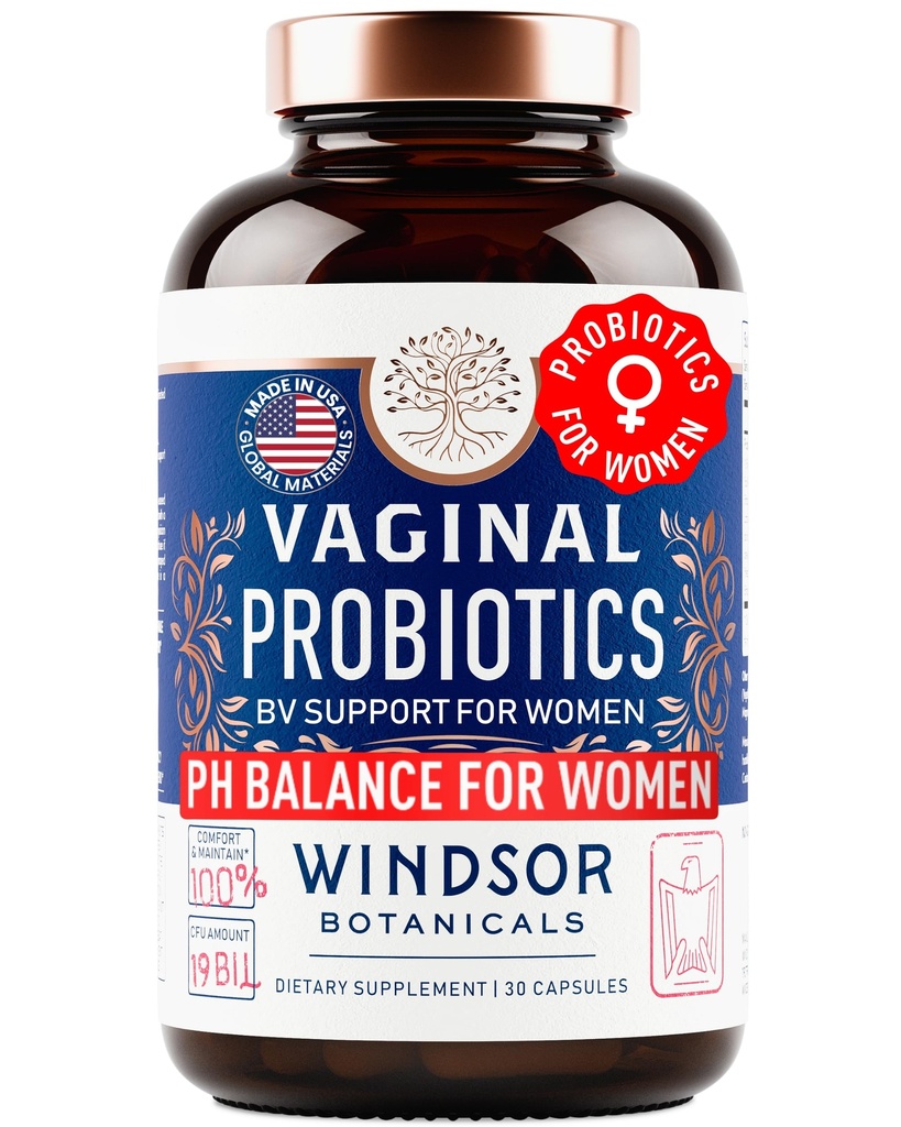 Vaginal Probiotics for Women - 19Bil CFU,15-Strain Lactobacillus Probiotic for PH Balance, Urinary Tract Support, Odor &amp; Yeast Health - Balance Complex for Women BV Support Supplements - 30 Vegan Caps