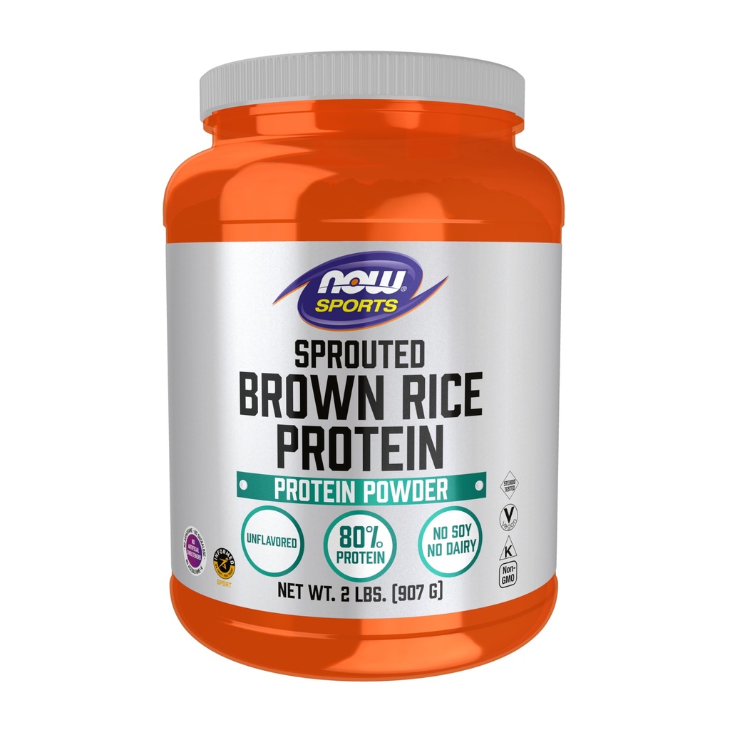 AHORA Foods Sports Nutrition, Sprouted Brown Rice Protein, 80% Protein, Unflavored Powder, 2-Pound