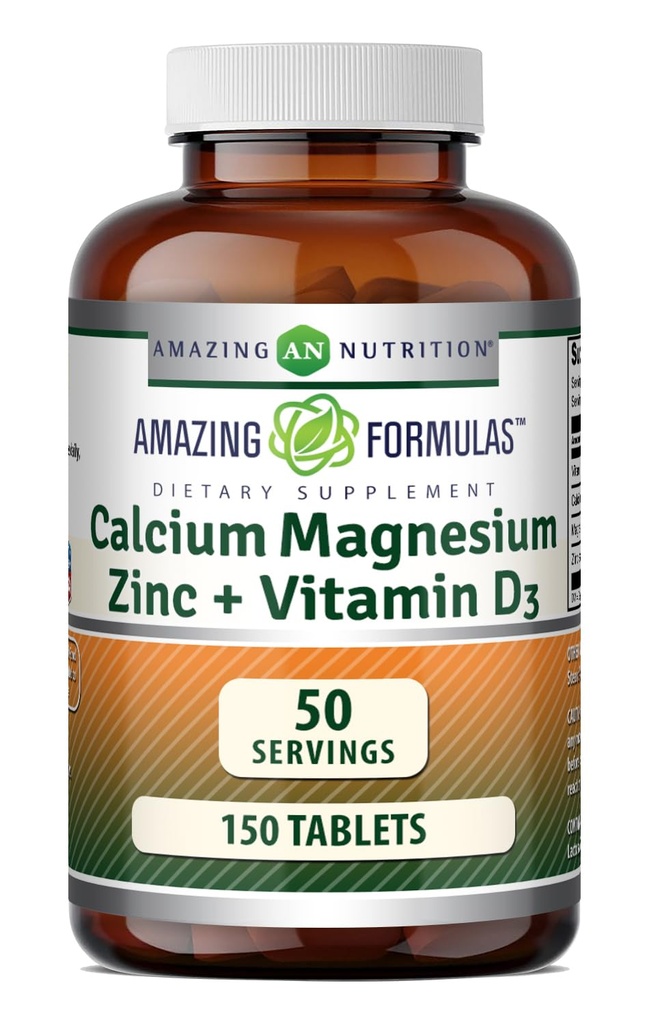 Impresionantes Fórmulas Calcio Magnesio Zinc + D3 Suplemento Silencio 150 Tablets ← No Gluten-Free TEN Made in USA