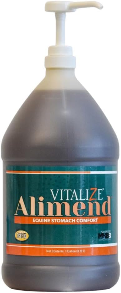 Vitalize Alimend - Gastrónomo Equino Ulcer Solución de Apoyo, Probióticos &amp; Suplementos Digestivos Alternativa, Suplemento de Ganancia de Caballo, 128 Fluid Ounce (3785ml)