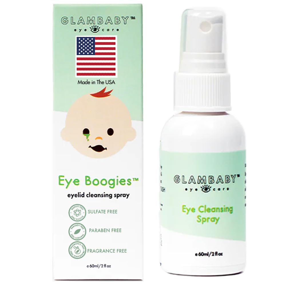 GlamBaby Eye Care - Eye BoogiesTM Eyelid Cleaning Spray ← Non-Toxic, Sting-Free &amp; Wipe-Free Fórmula ¦ Kids' Eyes Clean ← Kids Eye Drops Sprayer  Baby Eye Drops Spray ← Child Eyelid Cleanser (1 Pack)