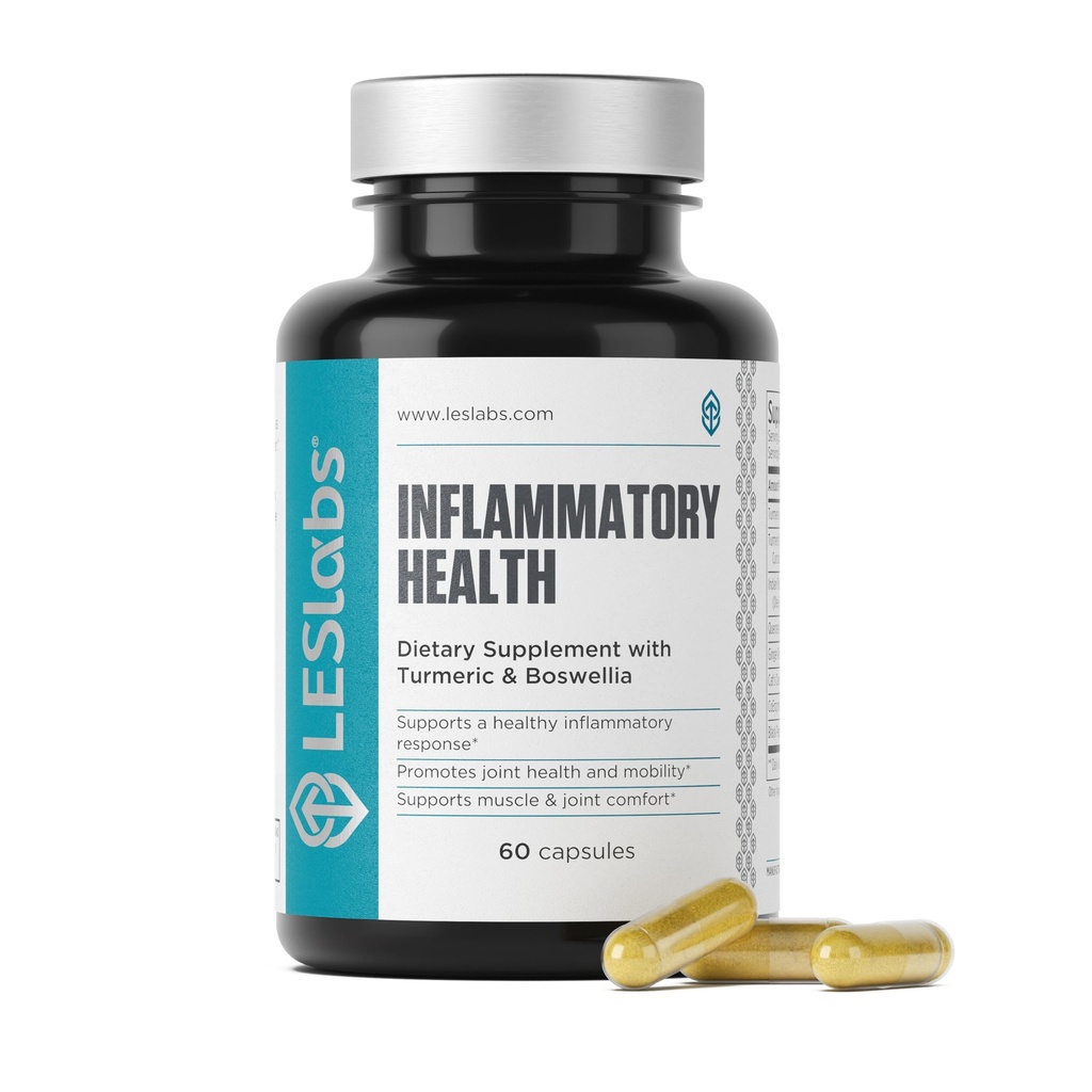LES Laboratorios de Salud Inflamatoria – Soporte Conjunto, Función muscular " Relajación, Movilidad– Turmérica, Boswellia, Quercetina, Ginger " CoQ10 – Suplemento No GMO – 60 cápsulas