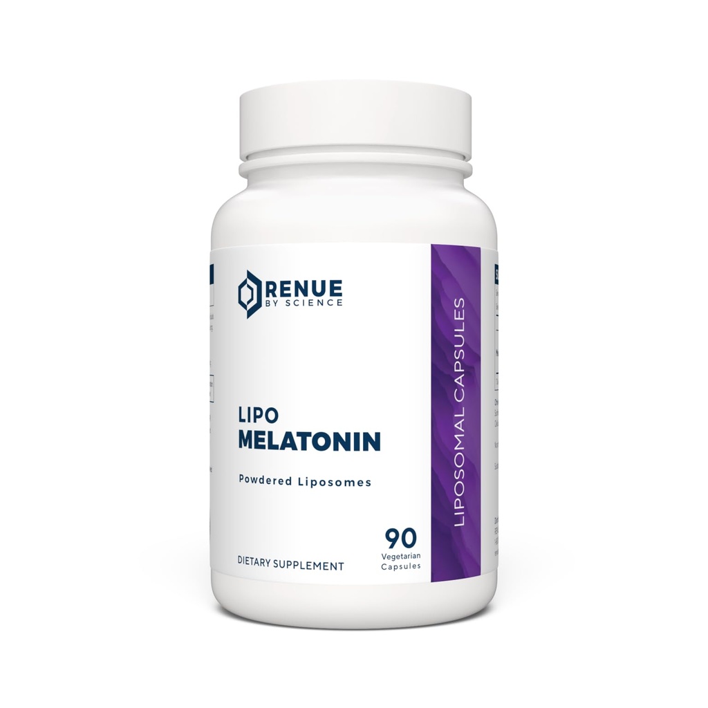 Renue By Science Melatonin ← Liposomal Melatonina Suplemento  90 High Strength Melatonin Capsules - 1mg Melatonin per Serving ← Sleep Aid Melatonin ← Non-GMO Silencio Hecho en Estados Unidos " Third Party Tested
