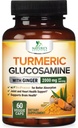 Turmeric Curcumin Supplement - 95% Curcuminoids with Glucosamine, Ginger & MSM, BioPerine Black Pepper Extract for Best Absorption, Natural Vegan Joint Support, Non-GMO, Bottled in USA - 60 Capsules