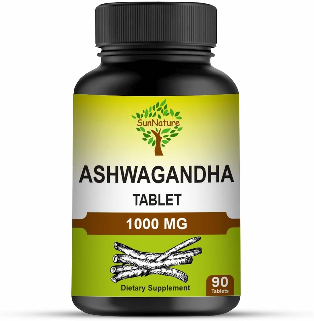 Ashwagandha Tablets, 1000mg ← 100% Natural Ashwagandha & Withanolide ← Stress Relief Rejuvenates Mind & Body Mejora la fuerza " Energía para Hombres " , 45 días de suministro