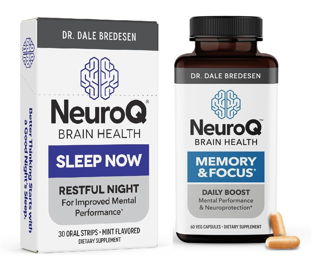 LifeSeasons NeuroQ Memory & Focus with SleepNow Strips - 24/7 Brain Health Support - Mejorar la función del sueño cognitivo - 30 Day Supply