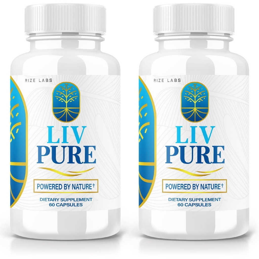 rize labs - LivPure Powered by Nature - Advanced Fórmula - Soporte Puro Suplemento dietético para soporte de hígado, fuerza adicional, Vegan, píldoras de función de hígado (120 cápsulas)