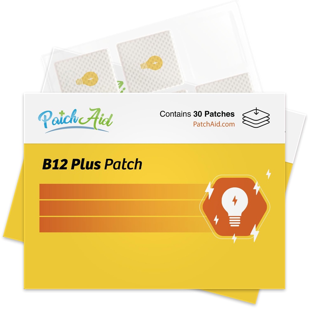 PatchAid B12 Energy Plus Topical Patch Apoyo a la energía natural & Focus TENIDO 8 horas de desgaste para la absorción mejorada TENIDO 60 Day Supply