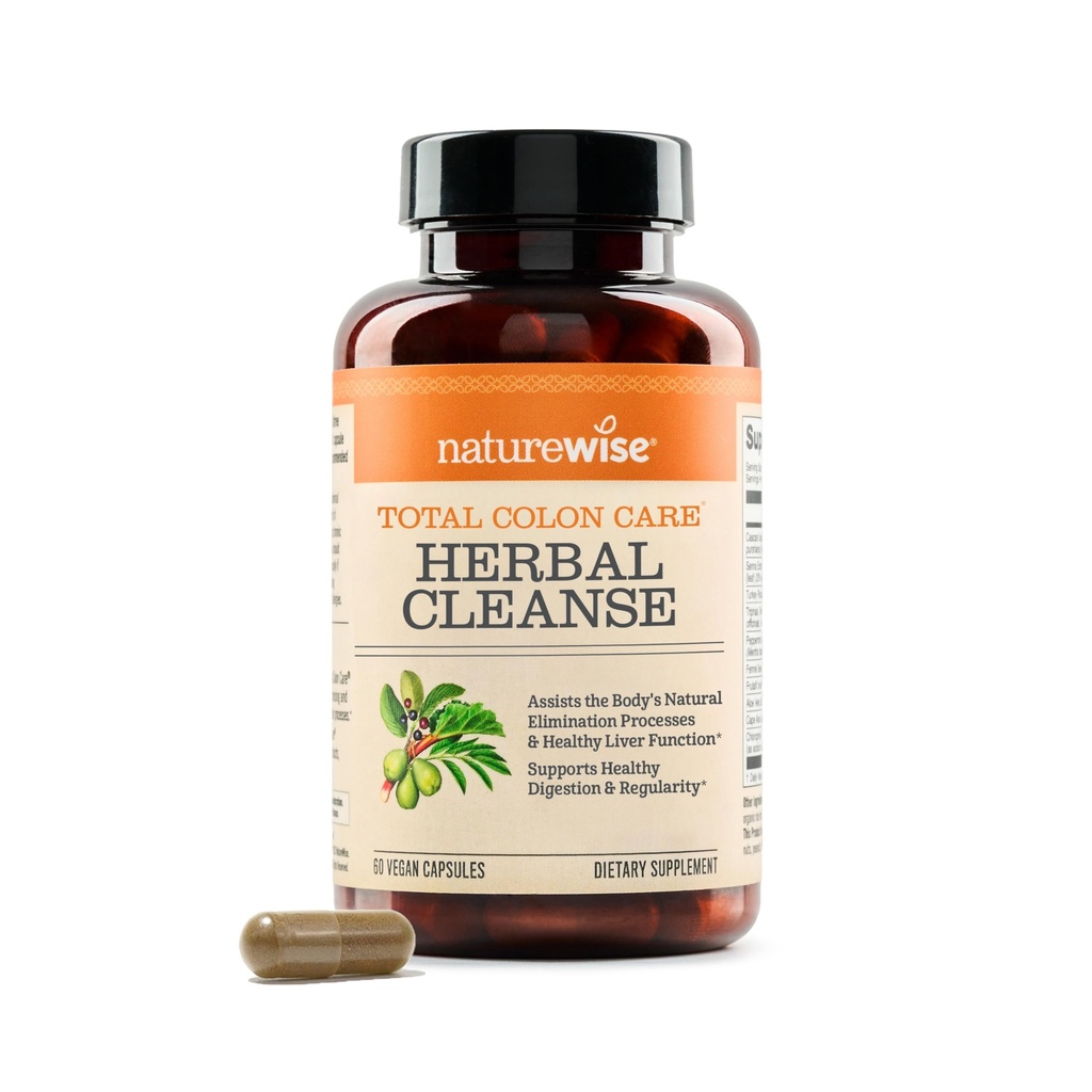 Cuidado total natural de colon Herbal Cleanse - Con Prebióticos, Botánicos, " Antioxidantes - para el movimiento intestinal regular, Digestión, Gut Health - Vegan, Gluten-Free, Non-GMO - 60 cápsulas[2-Month Supply]