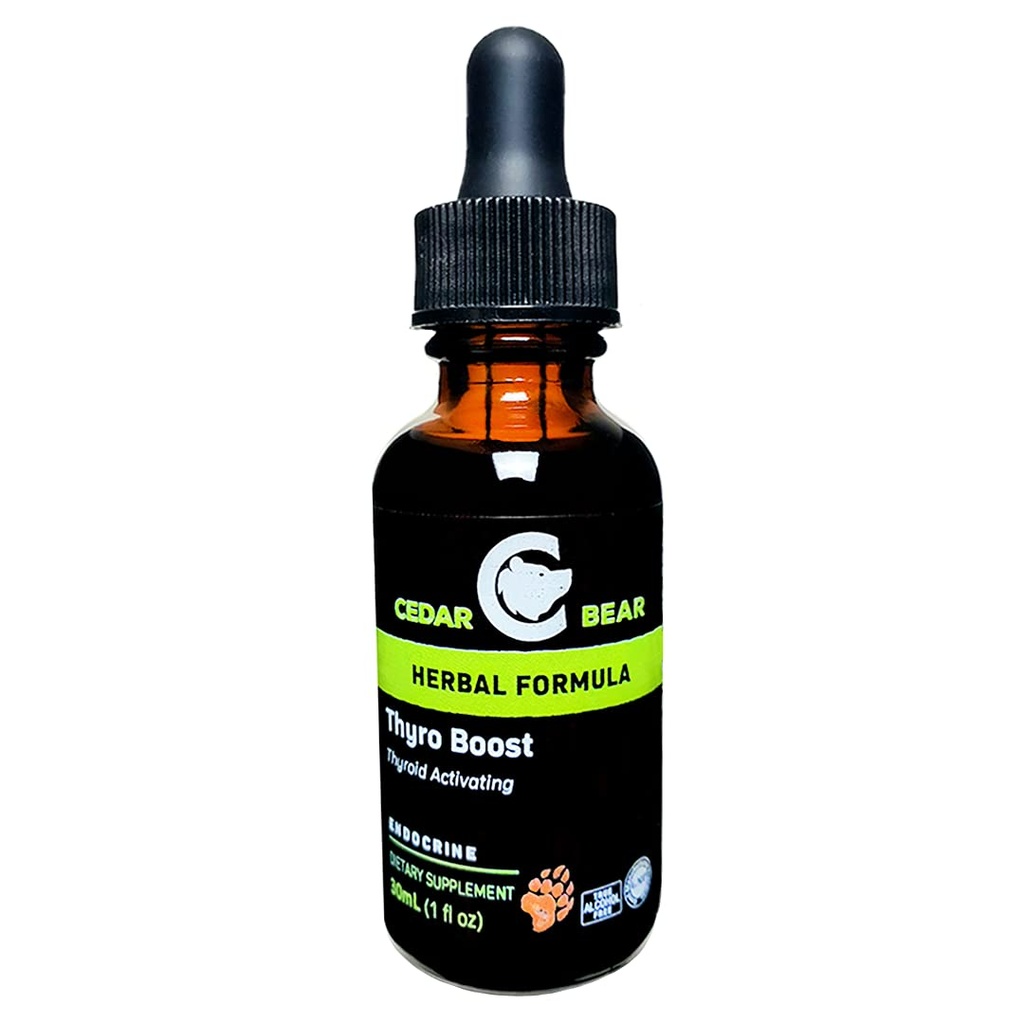 Oso de cedro Tiro Boost un suplemento herbal líquido que ayuda a activar y construir la función tiroidea y la integridad estructural 1 Fl Oz