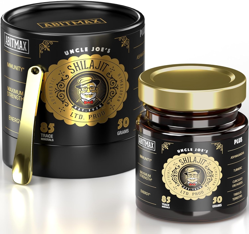 50G Puro Himalayan Shilajit Resin orgánico, 800mg High Potency, Golden Grade A, 85+ Trace Minerals & Fulvic Acid, Natural Energy & Immune Booster