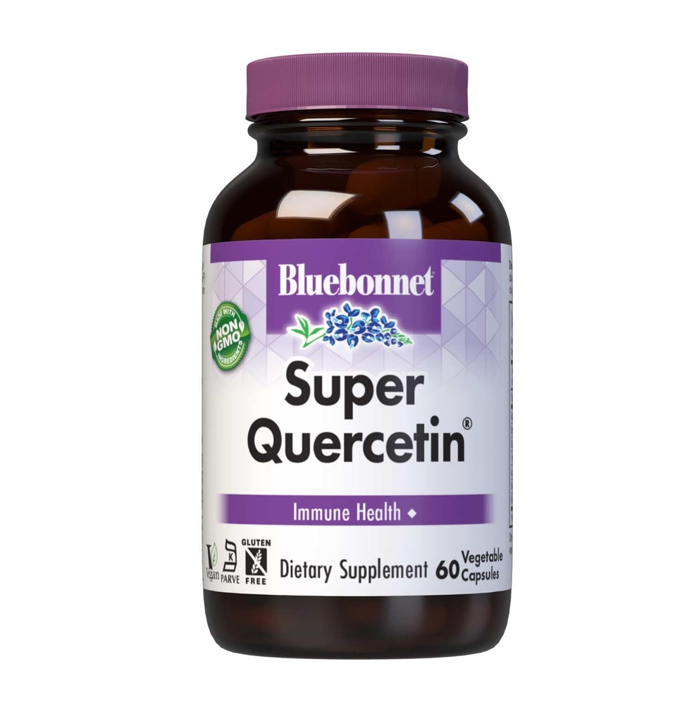 Bluebonnet Nutrition Super Quercetin Vegetable Capsules, Vitamin C Fórmula, Best for Seasonal &amp; Immune Support, Non GMO, Gluten Free, Soy Free, Milk Free, Kosher, 60 Vegetable Capsules