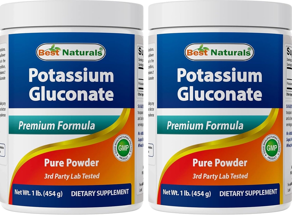 Mejores Naturales Potasio Gluconato 1lb Polvo (1 LB (Pack de 2))