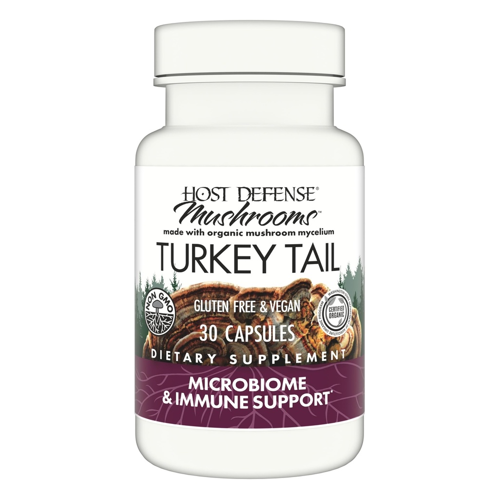 Host Defense Turquía Tail Capsules - Salud Digestiva &amp; Respuesta Inmunitaria Suplemento - Suplemento de Mushroom para Gastrointestinal &amp; Gut Microbiome Soporte - 30 cápsulas (15 Servimientos)*
