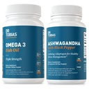 Dr. Tobias Omega 3 Fish Oil and Ashwagandha Capsules, Support General Wellness & Balanced Energy ' Resilience, Non-GMO