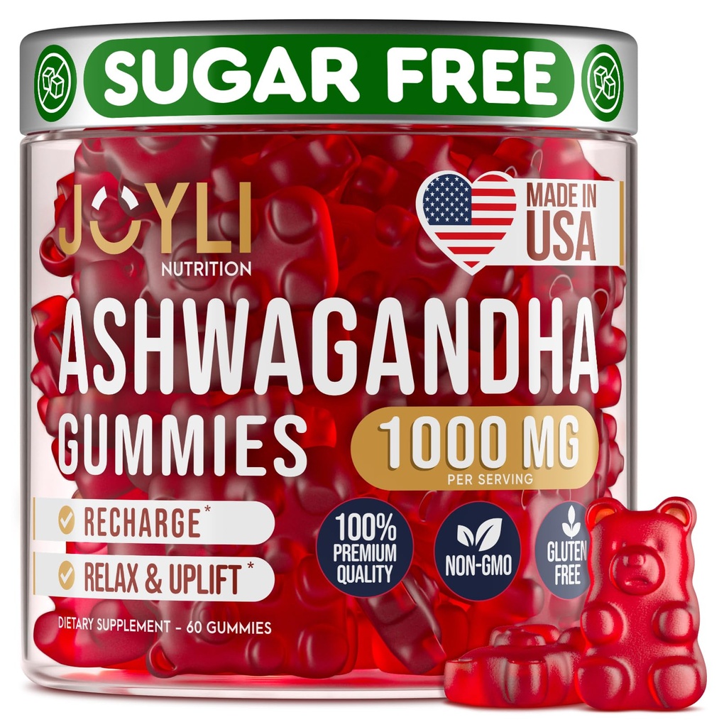 Ashwagandha Gummies for Women ' Men - Natural Calm Gummies with Ashwagandha Root Extract Vitamin C Zinc - Ashwagandha Herbal Suplemento para Sleep Stress Balance - 60 Vegan Sugar Free Chews
