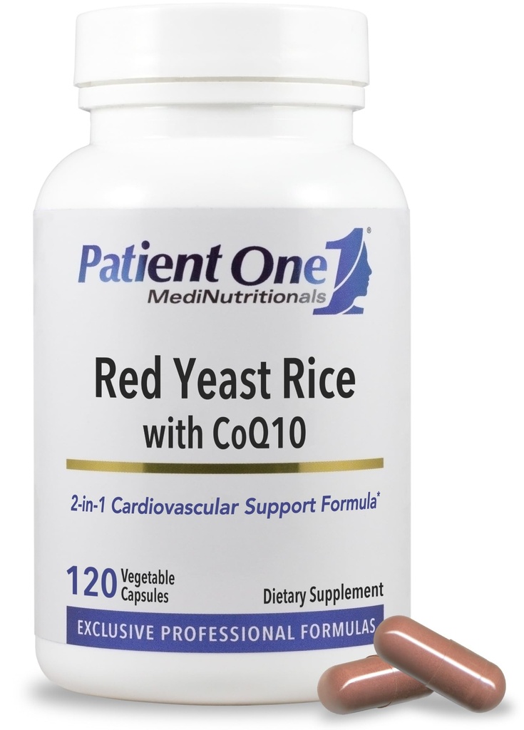 Paciente Un arroz de levadura roja con CoQ10 tóxico Suplemento para apoyar la salud cardíaca y el metabolismo de la lipídica saludable* TEN 600 mg RYR y 50 mg CoQ10 Silencio 120 cápsulas