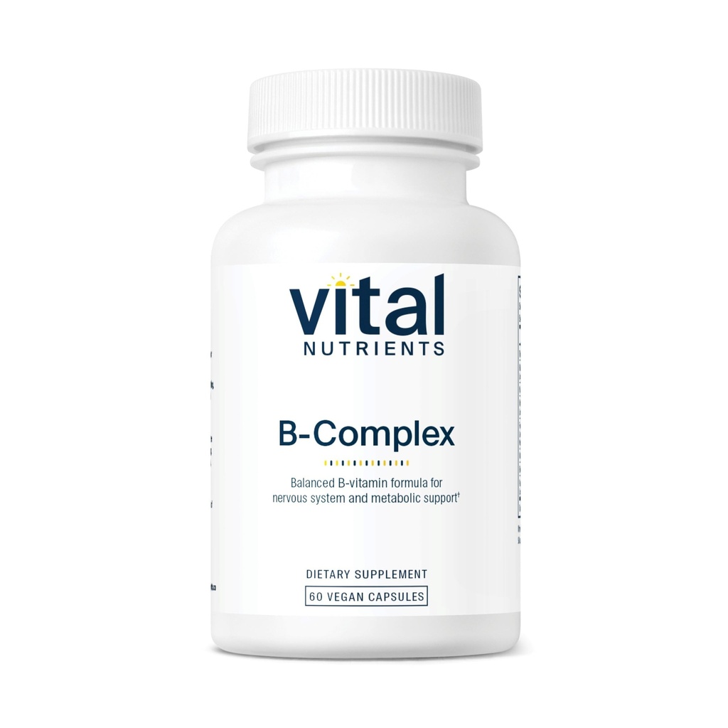 Nutrientes Vitales Vitamina B-Complex ANTE Vegan Complejo de alta potencia Vitaminas TENIDO B Vitaminas Apoyo Energía Producción, Metabolismo y Salud del Corazón* TENIDO Gluten, Lácteo, Soy Libre ANTE 60 cápsulas