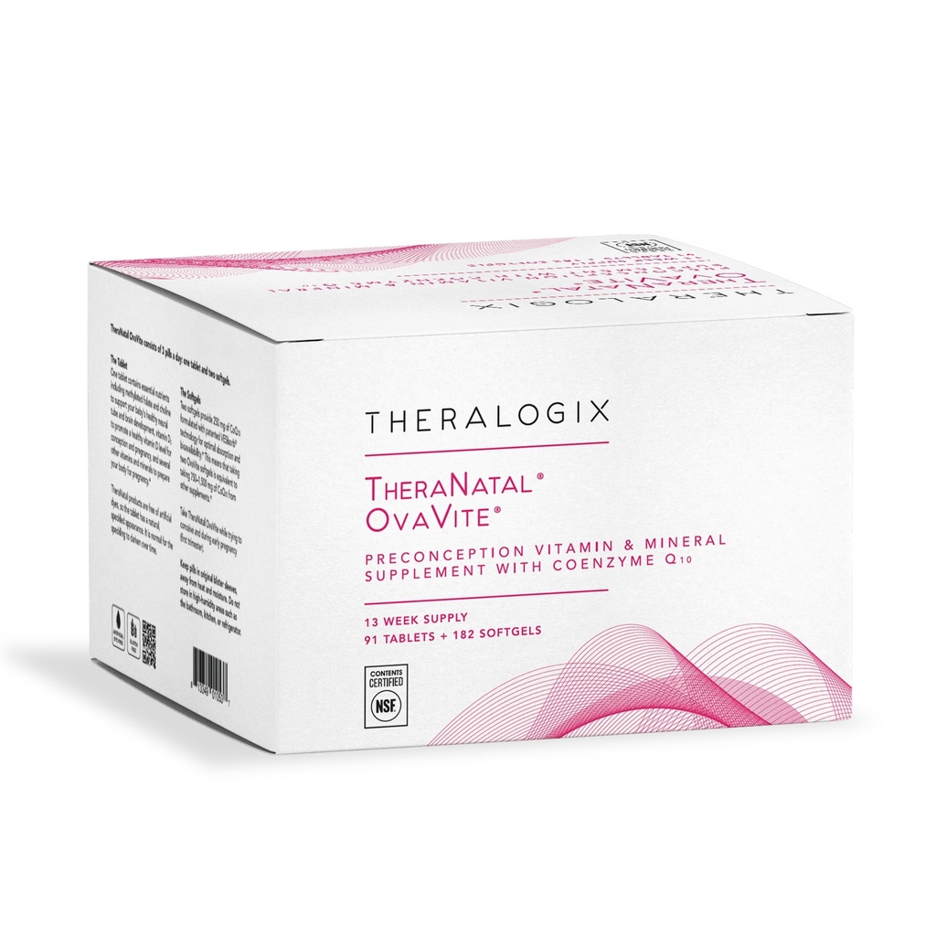 Theralogix TheraNatal OvaVite Preconception Vitaminas - 13-Week Supply - Prenatal Vitamins &amp; Fertility Supplement for Women with CoQ10* - NSF Certified - 91 Tabs, 182 Softgels (91 Servings)