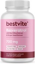 BESTVITE Resveratrol 700mg (120 cápsulas vegetarianas) con extracto de vino rojo " Grape Seed Extract - Estándarizado al 50% TransResveratrol - No Stearates - Vegan - No GMO - Gluten Free