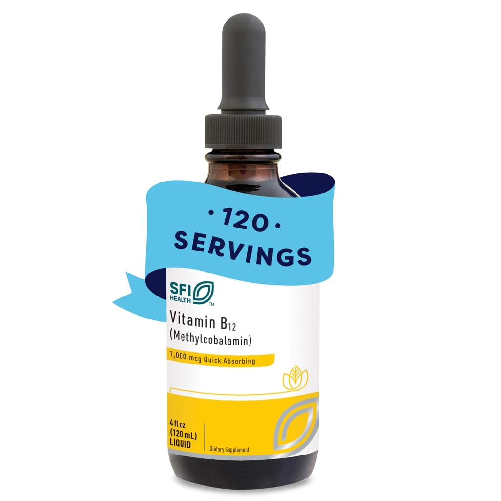 Klaire Labs Vitamina B12 Liquid - Methylcobalamin B12 Drops - Formulado para Absorción Superior - Apoyo Cognición Saludable " Entrega eficaz de nutrientes - Vegan (120 Servings, 4 Fl Oz)