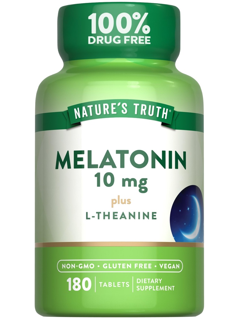 La verdad de la naturaleza Melatonin Tablets Silencio 10mg Silencio 180 Cuenta Silencioso con L-Theanine ← Suplemento gratis para adultos Silencio Vegan, No-GMO &amp; Gluten Suplemento gratuito