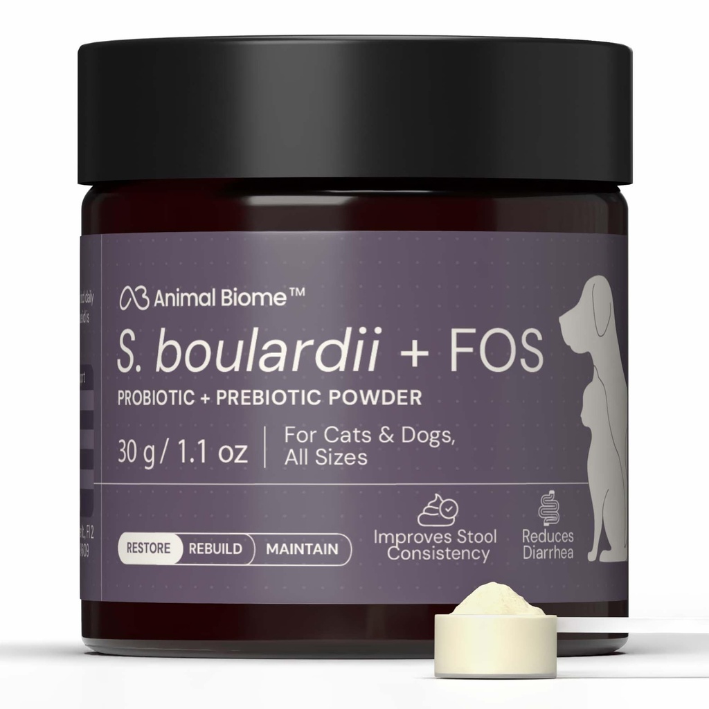 AnimalBiome S boulardii + FOS para gatos y perros Prebiótico Probiótico - 30g