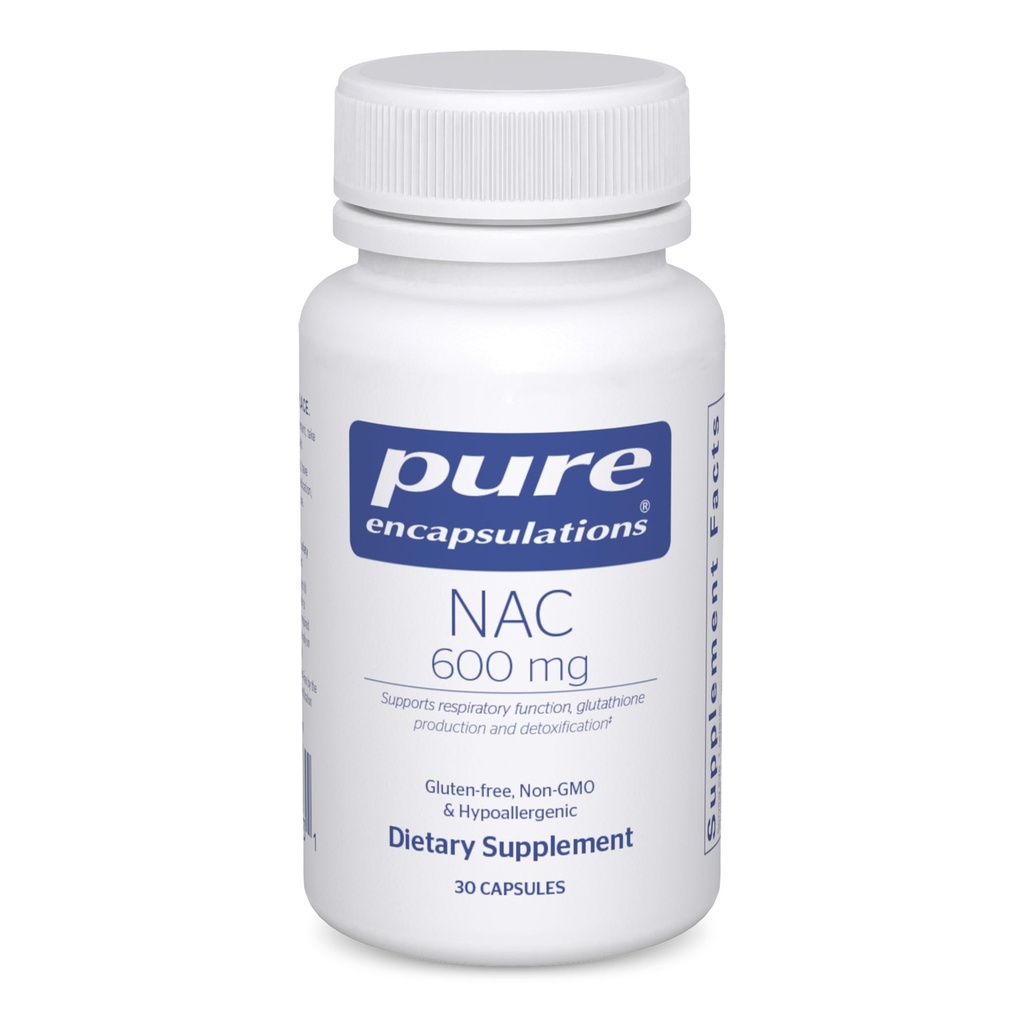 Encapsulaciones puras NAC 600 mg - N-Acetyl Cysteine NAC Suplemento para la salud pulmonar &amp; soporte inmunológico, soporte para hígado " antioxidantes* - con Freeform N-Acetyl-L-Cysteine - 30 cápsulas
