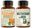 Vegan Glucosamine Chondroitin MSM Joint Support Suplemento & Complete Multivitamin for Men
