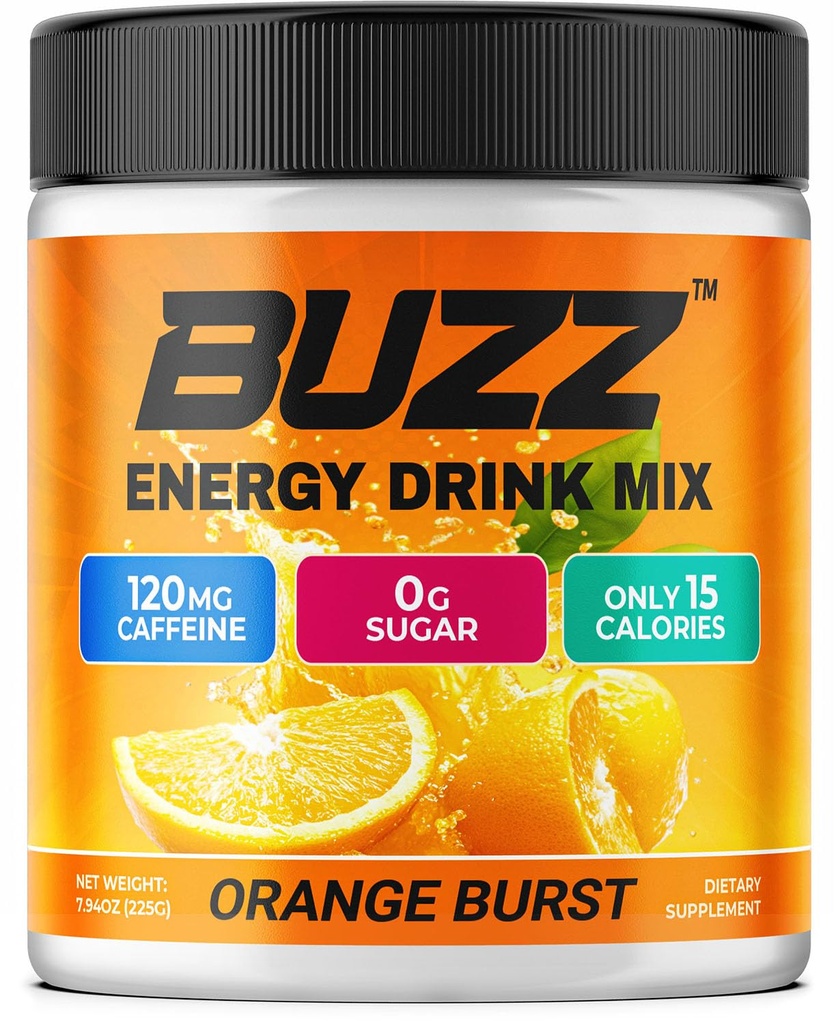 Mañana Buzz Energy Drink Powder - Energy Boost Drink Mix - Sugar-Free Energy with Antioxidants - Morning Kickstart and Sports Nutrition Endurance Product - 30 Servings, Orange Burst, 8 Ounces