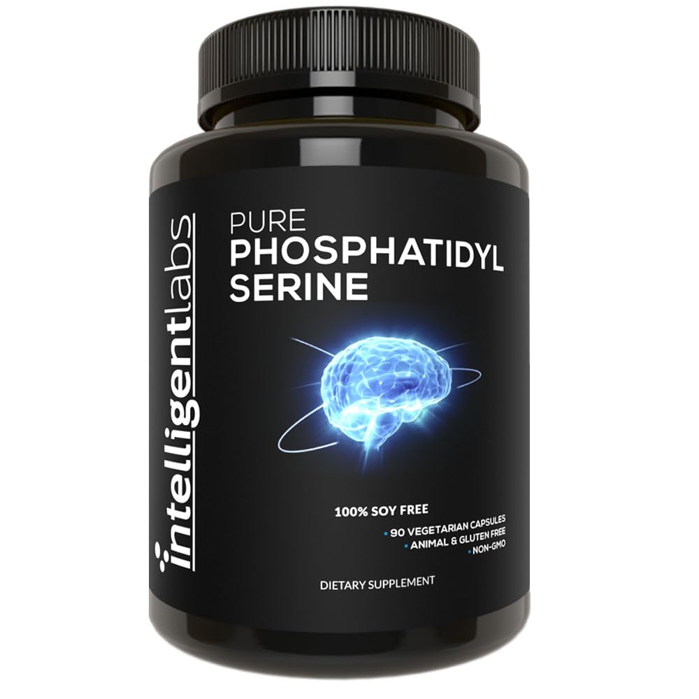Labs inteligentes Phosphatidylserine Suplemento 100mg, 90 cápsulas de alta resistencia, 100% Soy y sin alérgenos, Phosphatidylserine puro de Sunflower Lecithin