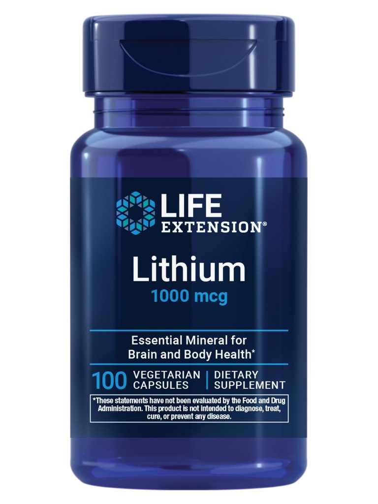 Lithium, 1000 mcg – Lithium Orotate – Ayuda a mantener la función cognitiva & memoria – Fórmula de baja dosis – No Gluten-Free, Vegetariano – 100 cápsulas