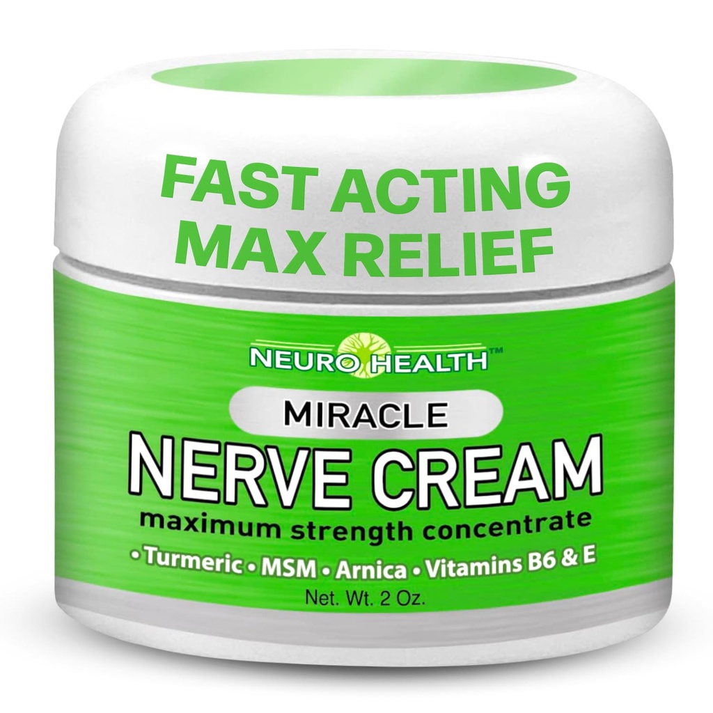 Crema Milagro Nerve - Fuerza Máxima - Turmérica y Arnica Blend para Neuropatía Descomfort Alivio - Soothing Foot & Hand Formula con MSM, B6, E - Made in USA