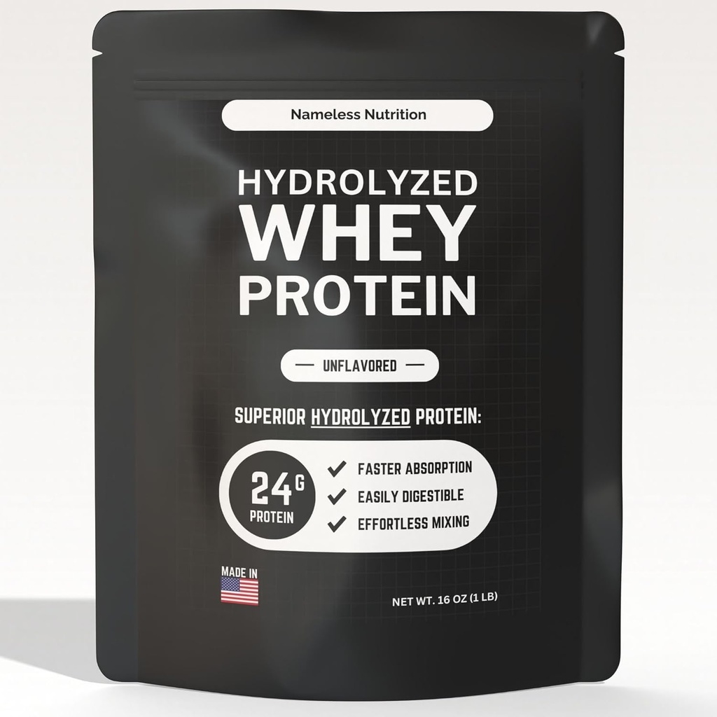 Hidrolyzed Whey Protein Powder - Deflavored Whey Protein Concentrate Hydroslate, Plain Protein Powder - Gluten Free, 24g Protein per Serving, 1 lb (Pack of 1)