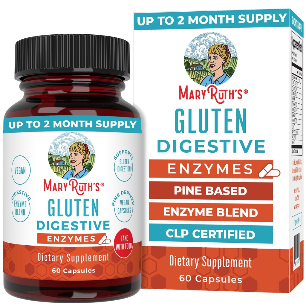 MaryRuth Organics Gluten Enzymes Capsules ← Enzyme Suplemento para Gut Health Support Silencio Gluten Digestion ← Nutrient Absorption ← Vegan ← Gluten Free ← 60 Conde