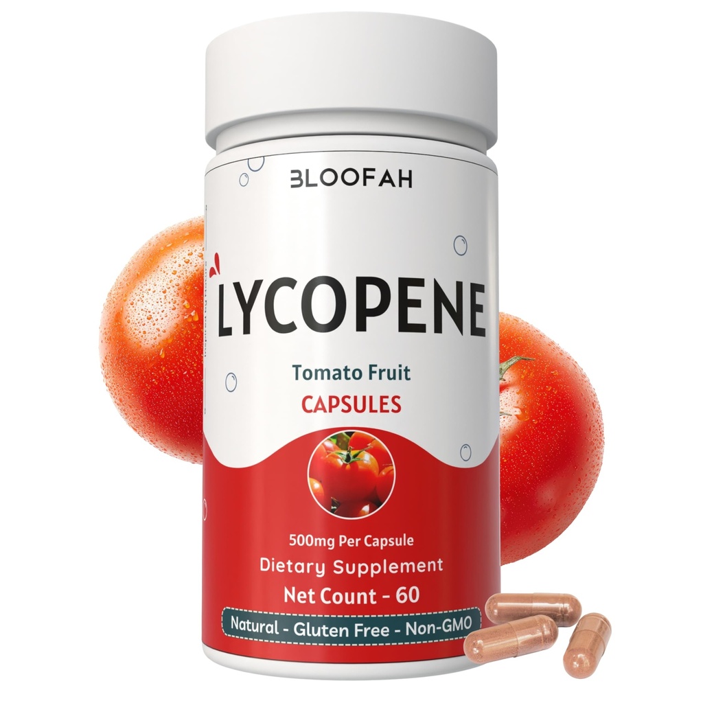 Tomato Powder (Lycopene) Cápsulas 500mg - 60 Conde ← Natural Carotenoide Suplemento para Salud y Bienestar Apoyo Silencio 100% Natural, Planta Basada, Gluten Gratis &amp; Non-GMO Fórmula