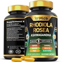 Rhodiola Rosea Suplemento - 8in1 Fórmula - Combina con Ashwagandha, Turmeric, Berberine, Maca, Chamomile, Té Verde y Pimiento Negro - Nutrient Rich - 150 cápsulas Vegan