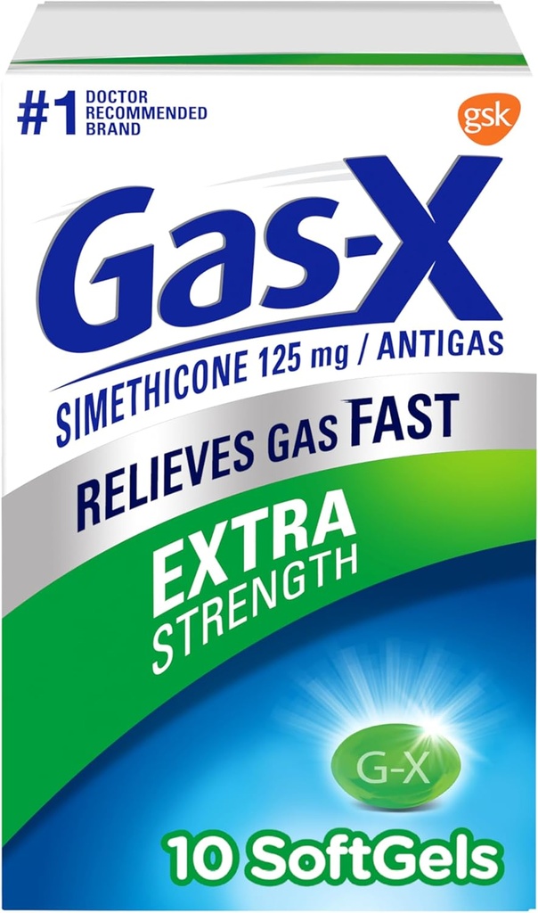 Gas-X Extra Strength Gas Relief Softgels con Simethicone 125 mg - 10 Condes