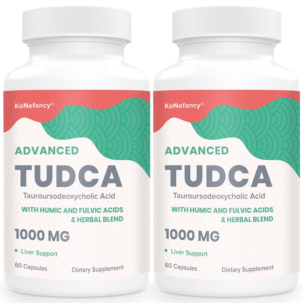 TUDCA Liver Suplementos 1000 mg-Bile Salts for Liver Cleanse Detox-Milk Thistle Herbal Blend with Fulvic and Humic Acid for Liver,Digestive Health,120 Vegan Capsules