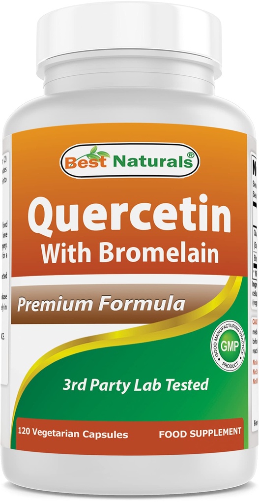 Mejores Naturales Quercetina con Cápsula Veggie Bromelain - 800 mg de Quercetina & 165 mg de Bromelain (2400 GDU/g), 120 Conde