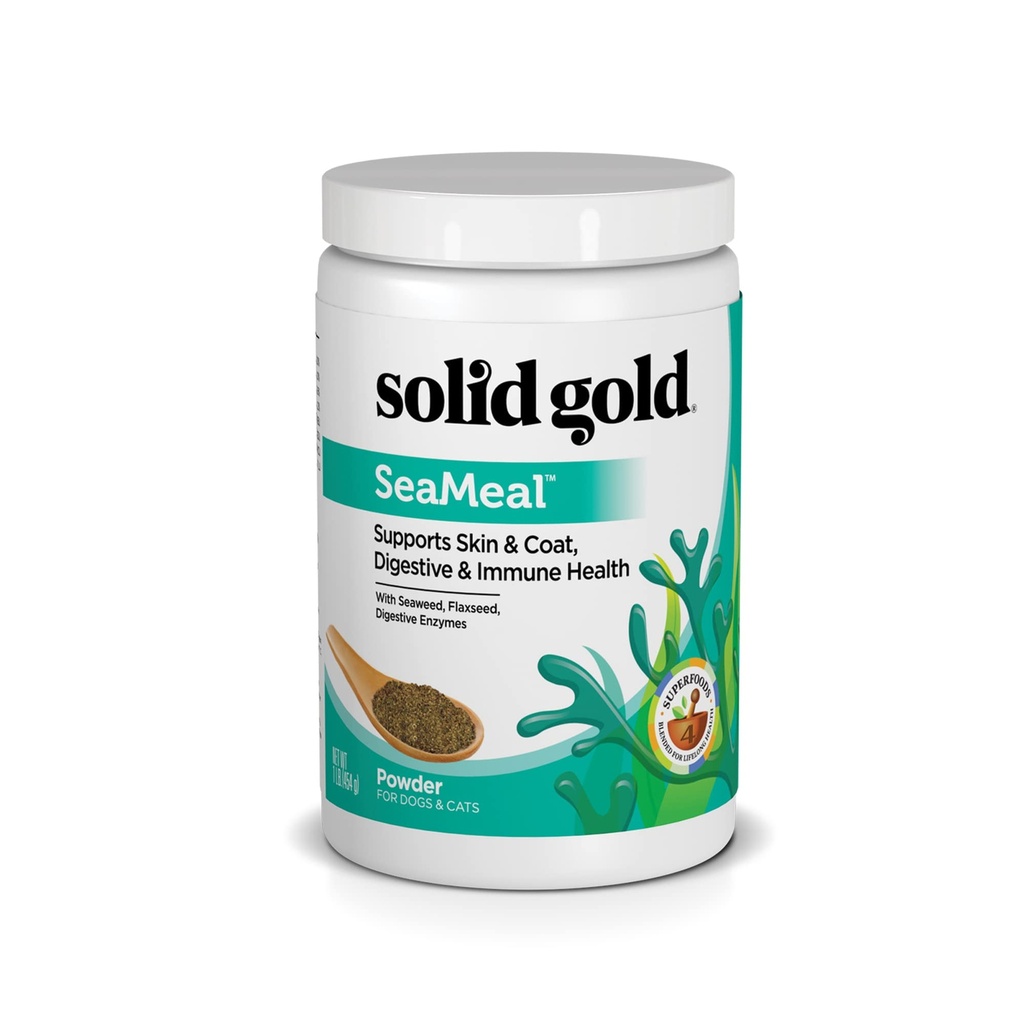 Sagrado Gato de Oro &amp; Perro Multivitamina Polvo - Kelp Polvo, Omega 3 " Vitaminas para Dental, Digestivo, Inmune, Esquí " Salud de la carne - Multi vitamina para perros " Gatos - Cat " Dog Food Additive Supplement - 1lb
