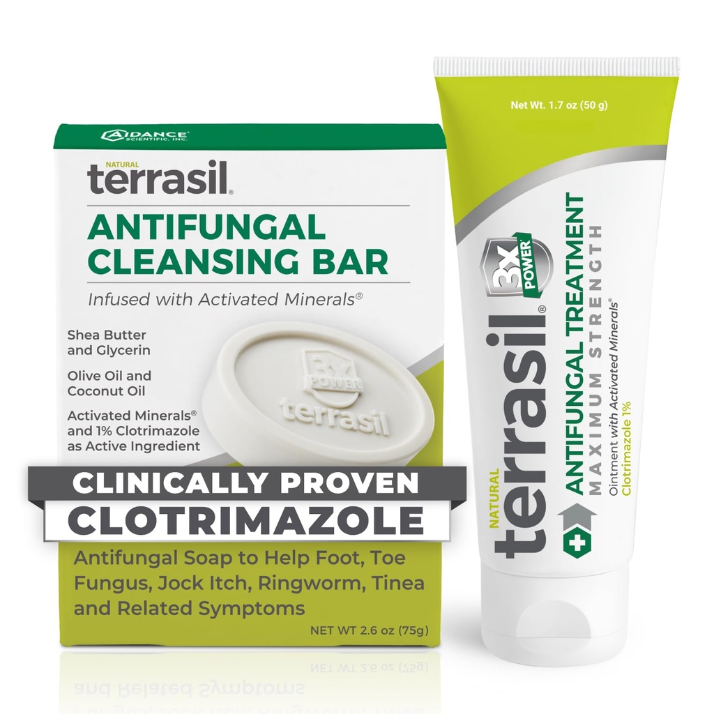 terrasil Antifungal Cream + Soap Treatment Kit, 1.7oz Tube + 75g Bar