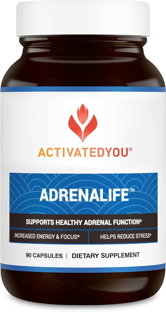 ACTIVATEDYOU AdrenaLife- Calmness and Relaxation Adrenal Support Supplement for Stress Relief, Restful Sleep, and Focused Energy w/Magnesium, Vitamina B12, & Rhodiola Rosea Extract (90 cápsulas)