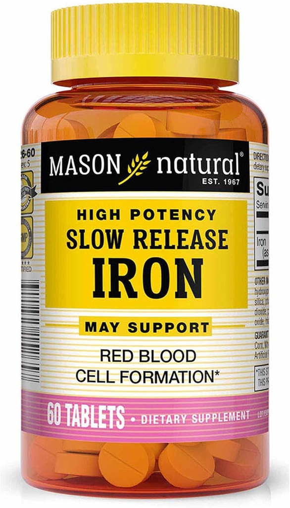 Mason Natural Slow Release Iron, Compare con los Ingredientes Activos En Slow Fe, 60 Tablets