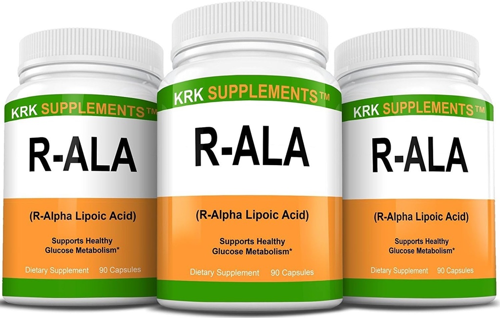 3 Botellas R-ALA R-Alpha Lipoic Acid 200mg 270 cápsulas totales