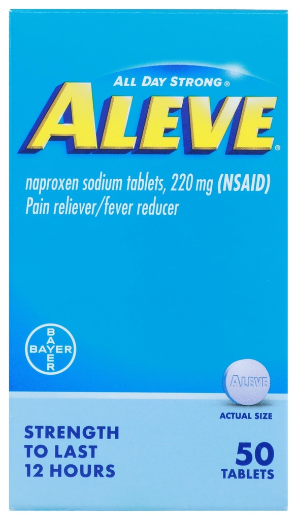 Aleve, Alimentador de Dolor/Reductor de la Fibra 220 mg Tabletas, 50 Cuenta