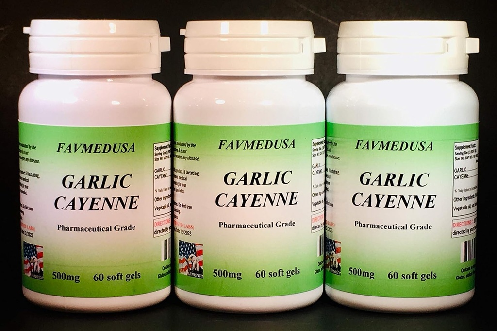 Ajo Cayenne, Hecho en EE.UU. - 180 (3x60) softgels