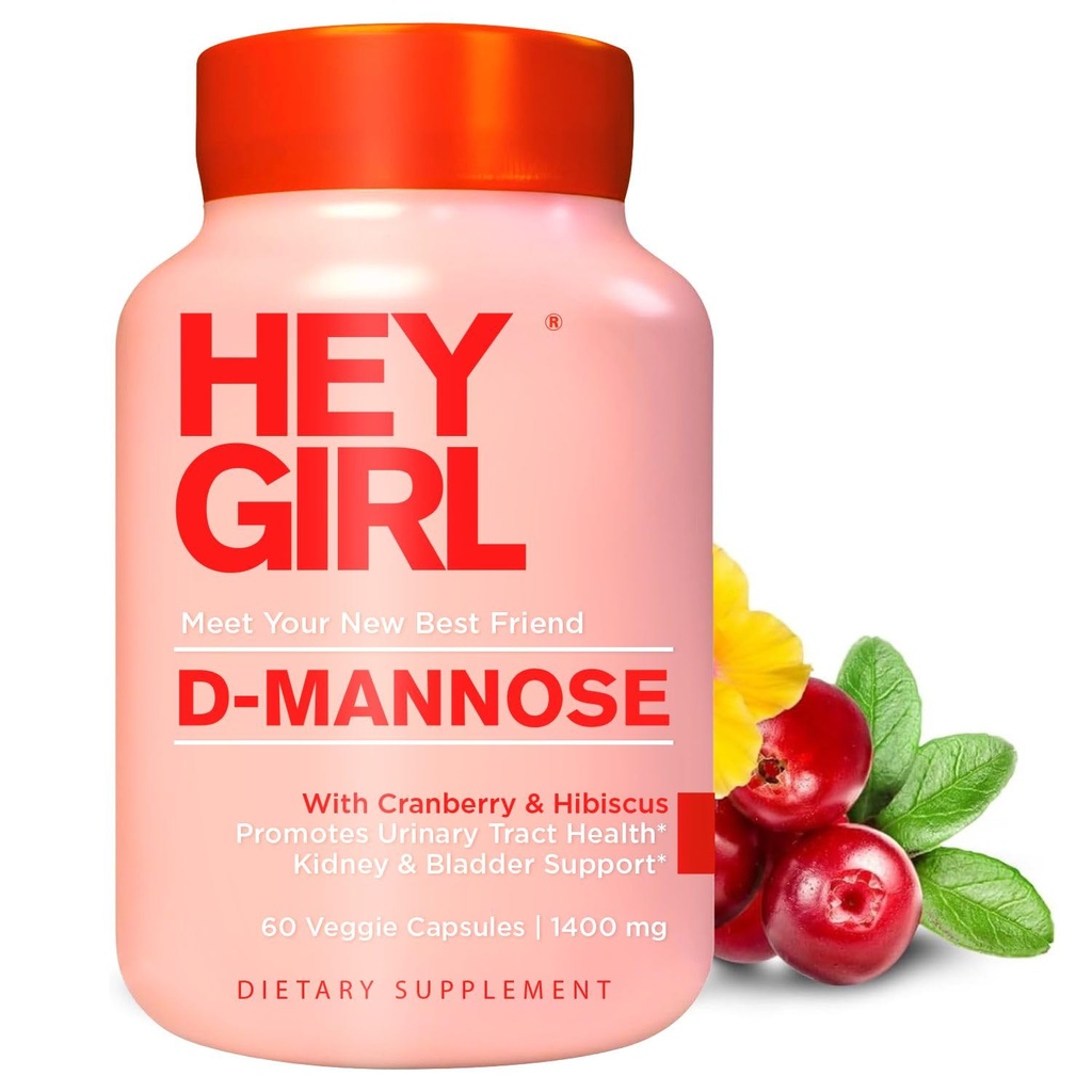 D Mannose Capsules - Fast-Acting UTI Supplement - Cleanse & Flush Impurities - with Natural D-Mannose Powder, Cranberry, Hibiscus & Dandelion - Alternative to Cranberry for Women, 60 cápsulas